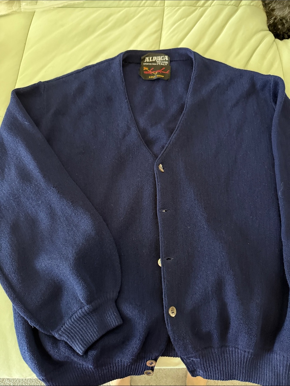 #0115 Navy V-Neck Button Cardigan Sweater